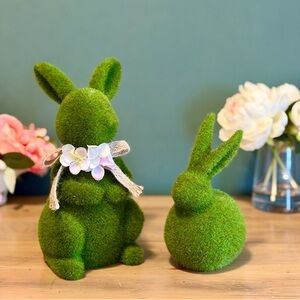 Faux Moss Bunny Set Easter Decor Spring Table Farmhouse Rabbits